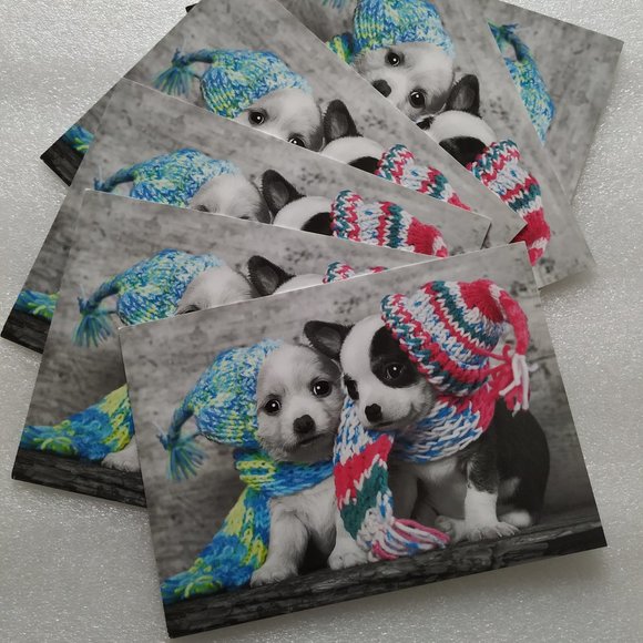 🎄🐶8 Dogs Puppy Thank you cards/Christmas Greeting cards - Picture 3 of 5